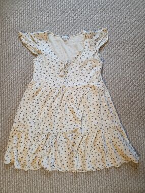 Girls Cream Floral Tie-Front Sundress